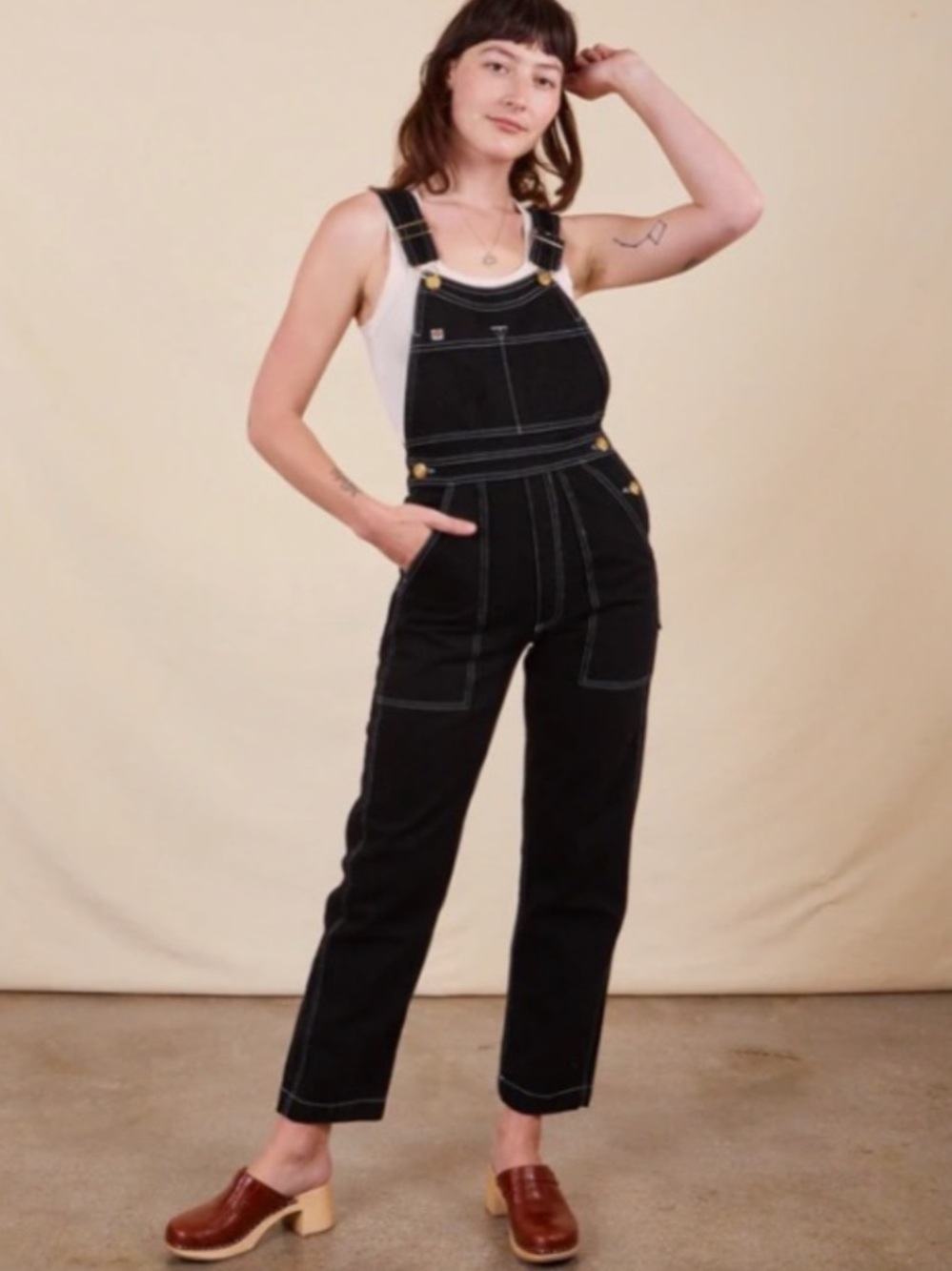 Big Bud Press Overalls Black with Contrast Stitch - Picture 2 of 8